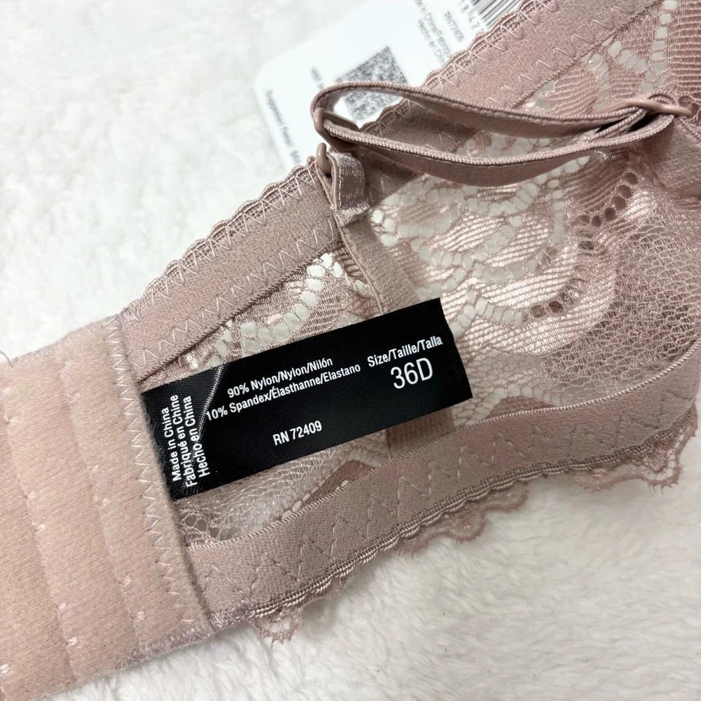 Rene Rofe Lace Slight Push-Up Bra Tan Size 36D - Picture 6 of 9